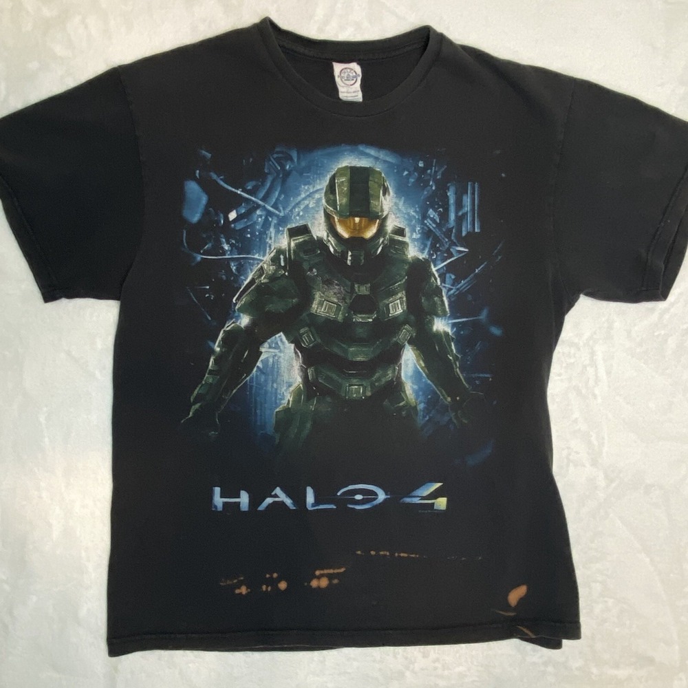 Thrashed Halo 4 Master Chief Xbox 360 Promo T Shirt Large Video Game Y2K Vintage